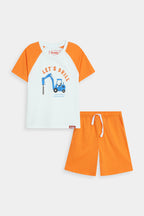 Let's Drill Raglan Co-ord Set - White & Orange