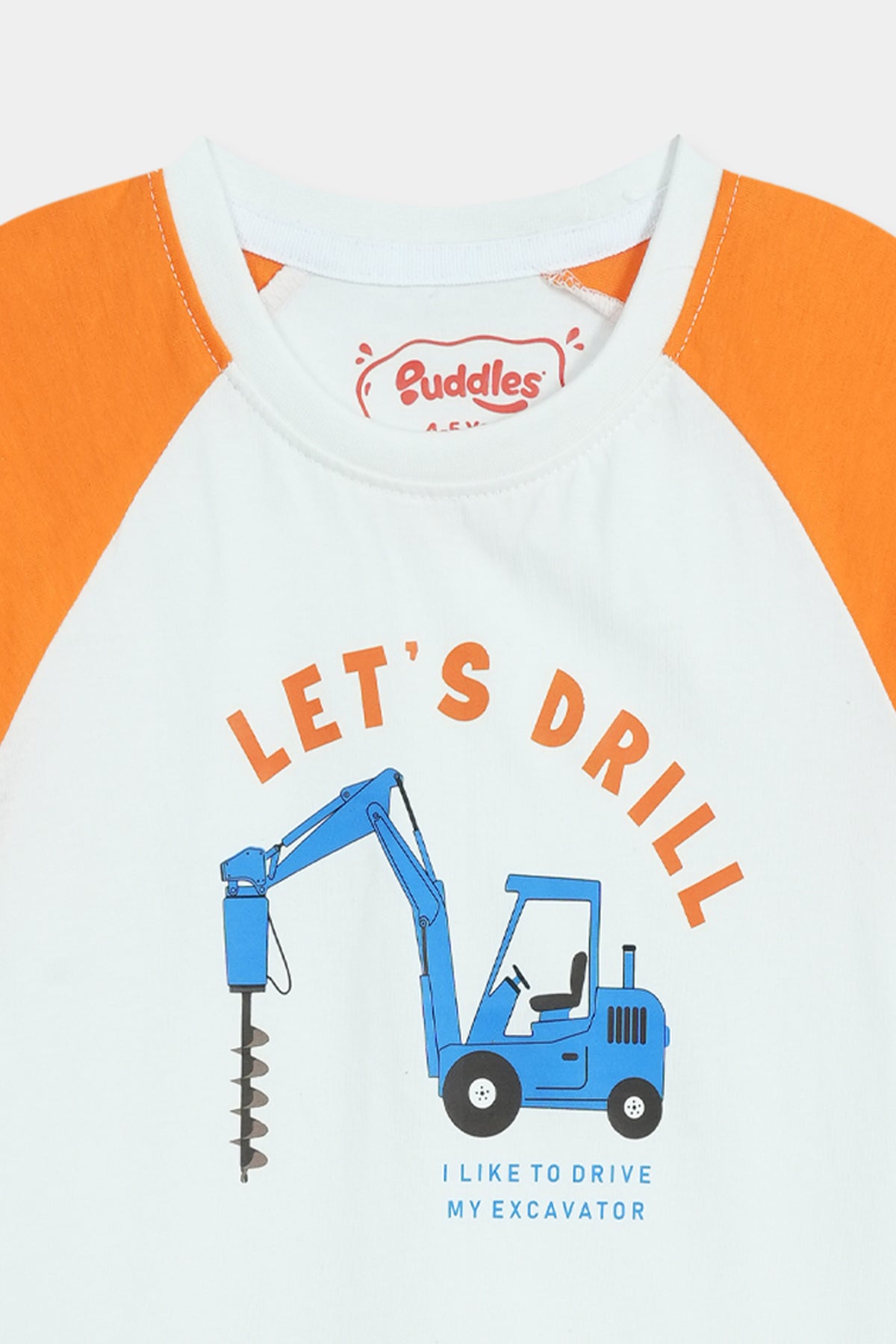 Let's Drill Raglan Co-ord Set - White & Orange
