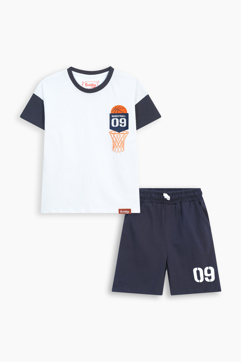 Basketball 09 Co-ord Set - White & Navy