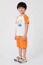 Let's Drill Raglan Co-ord Set - White & Orange