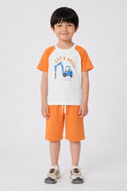 Let's Drill Raglan Co-ord Set - White & Orange