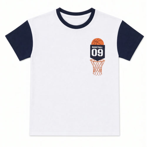 Basketball 09 Co-ord Set - White & Navy