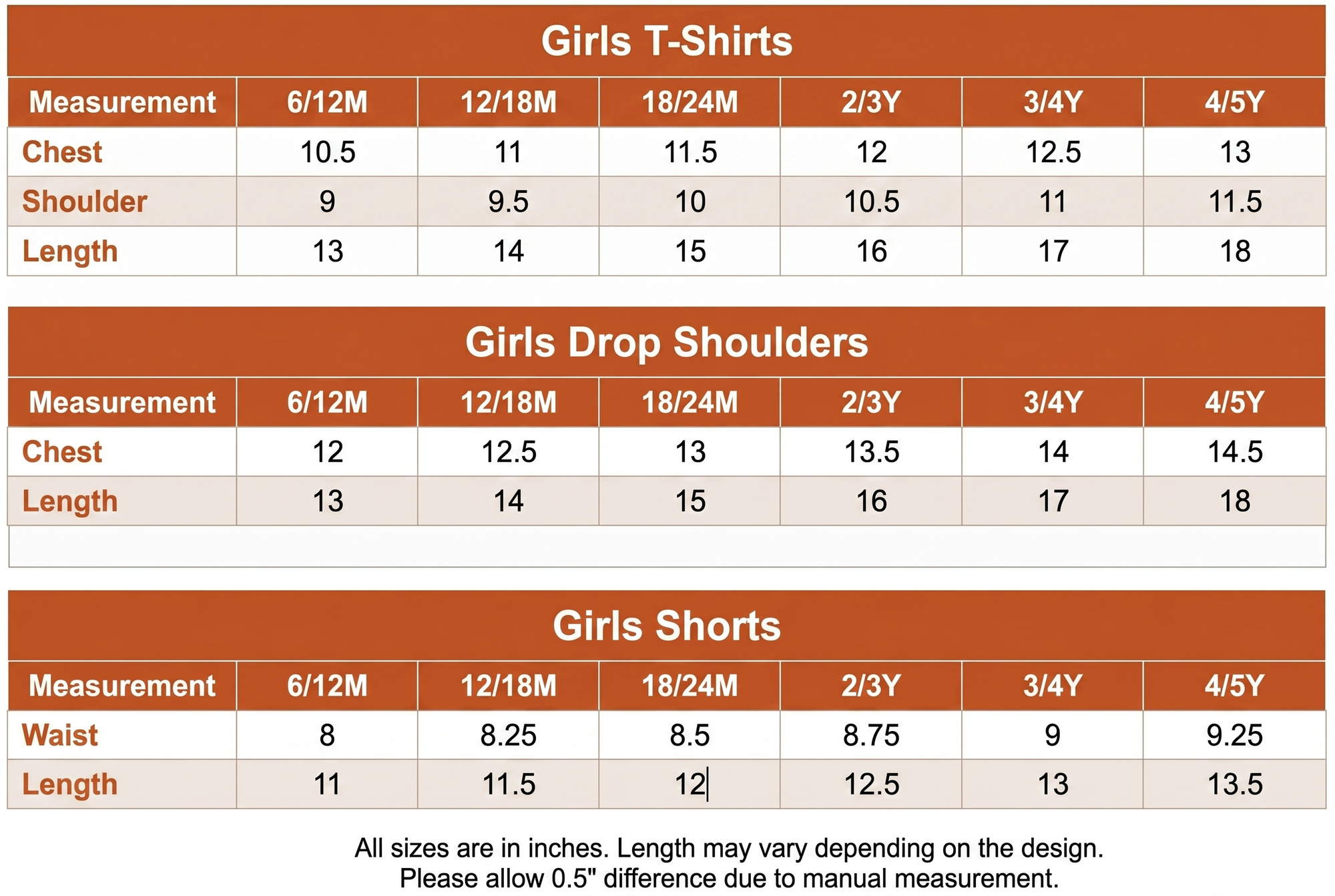 Size guide chart