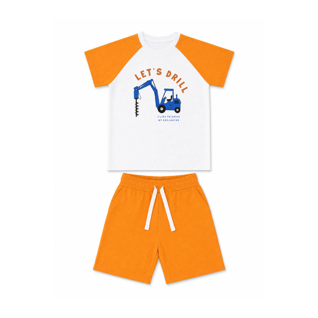 Let's Drill Co-ord Set - White & Orange
