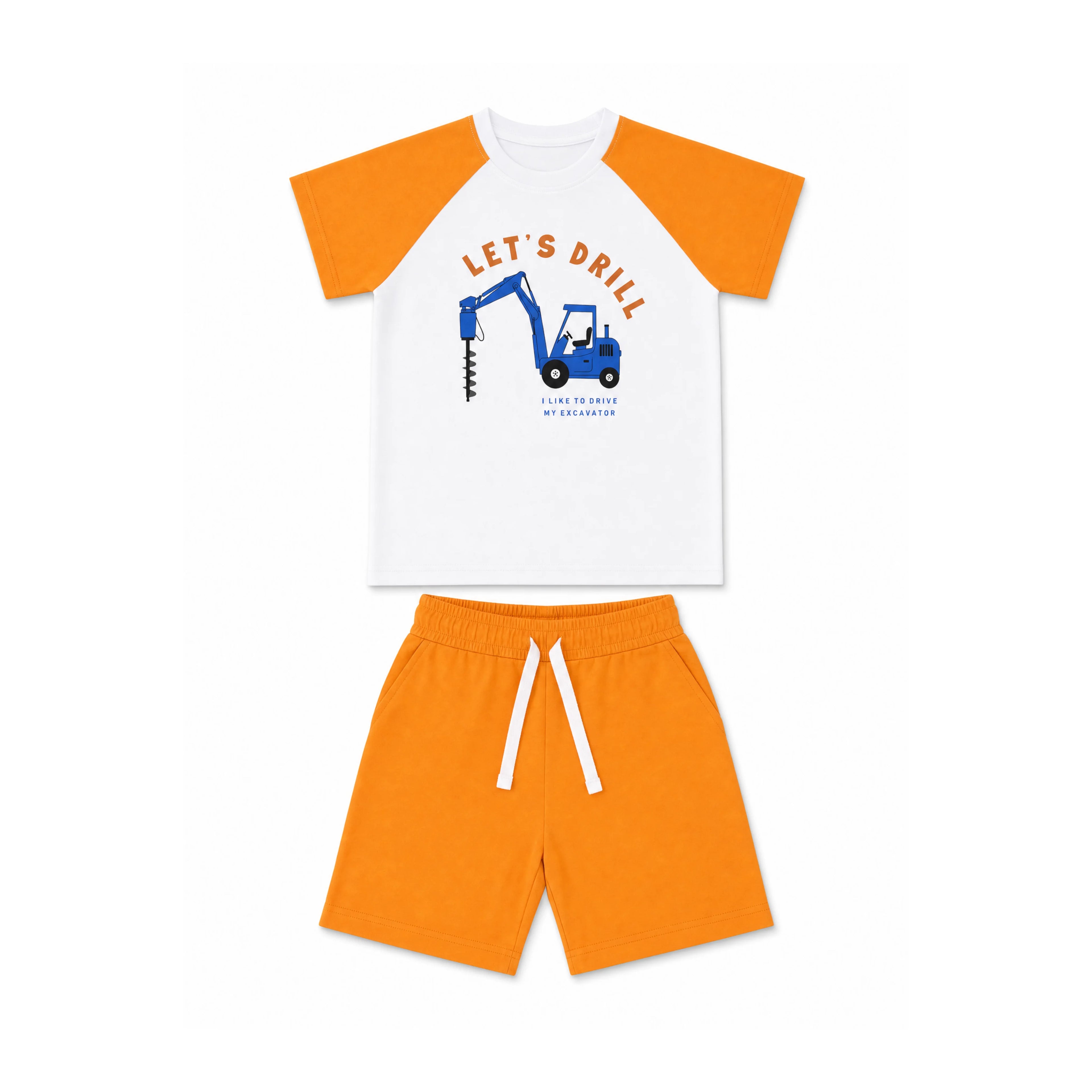 Let's Drill Co-ord Set - White & Orange
