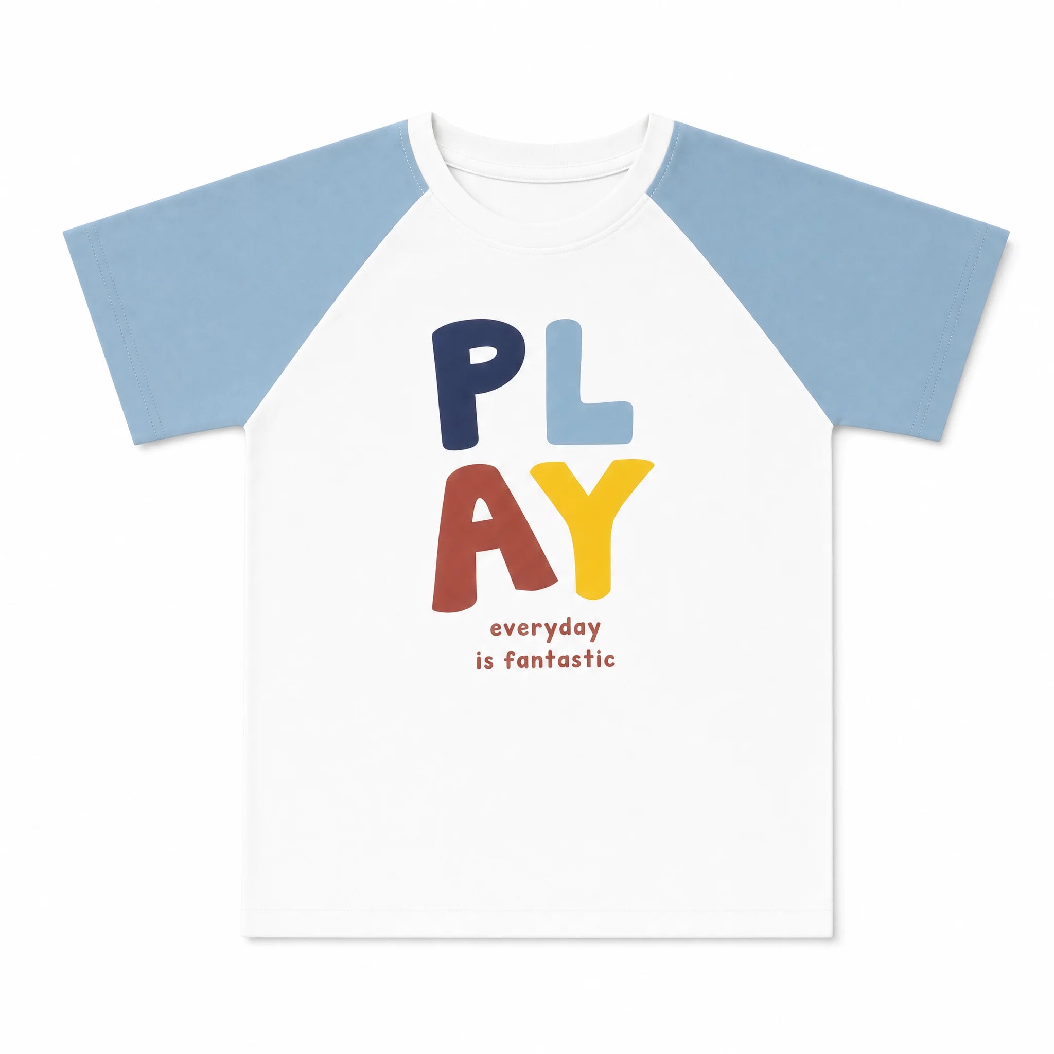 Play Everyday Raglan Tee – White/Blue
